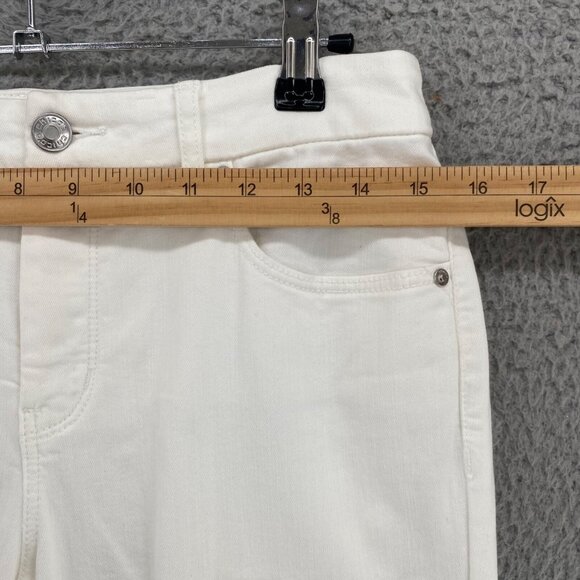 Chicos Jeans Women 0 US 4 White So Slimming Girlfriend Ankle Lace Patch Stretch - Picture 8 of 12